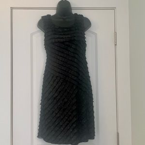 Connected Apparel Black Ruffled Cocktail Dress.  Size - 8